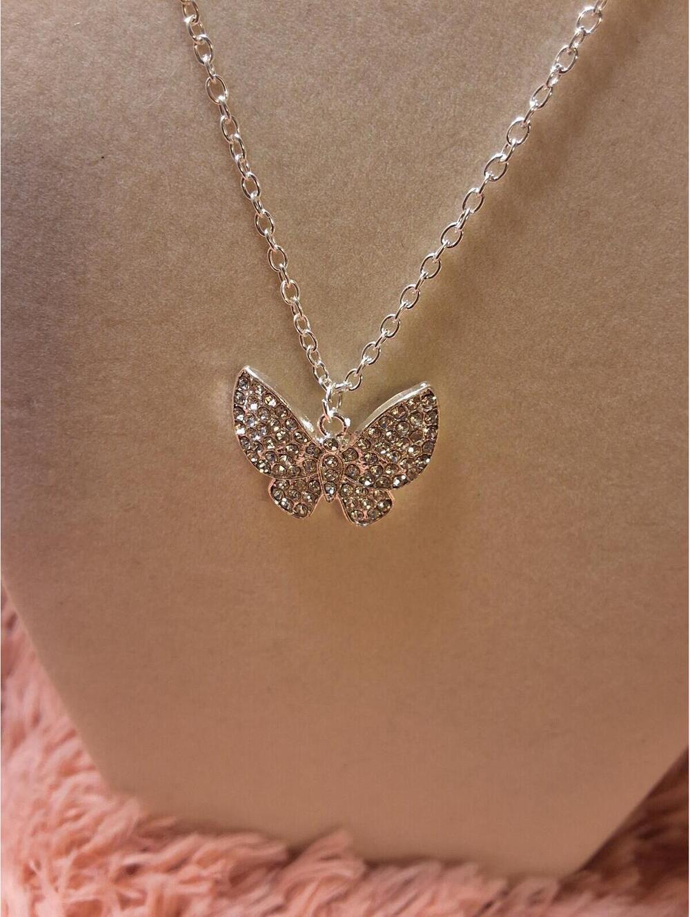 BUTTERFLY NECKLACE silver TONE STYLE 2